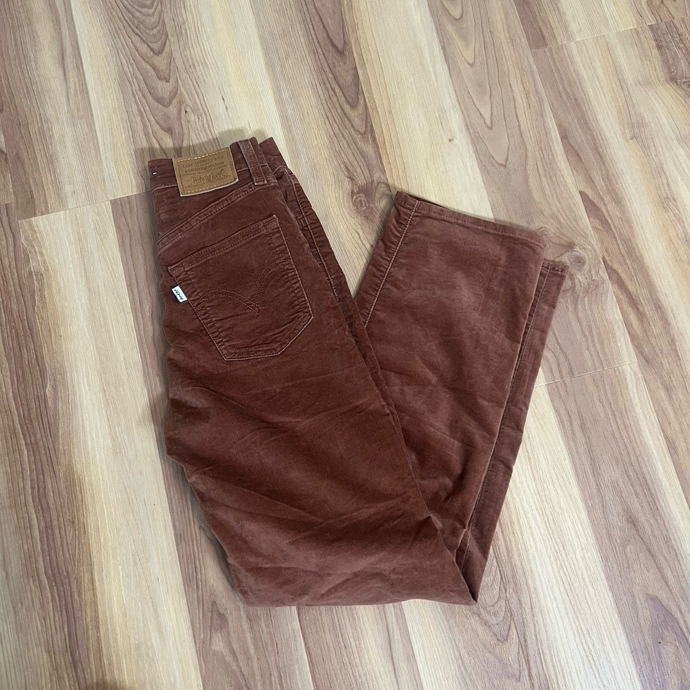 Levis Ribcage Straight Ankle Corduroy Pants Brown High Rise Womens 23X27